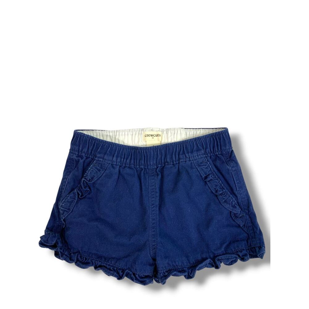 Size 5 Crewcuts J.Crew Kids Girls Navy Blue Shorts Ruffle Trim AW536 Pull On